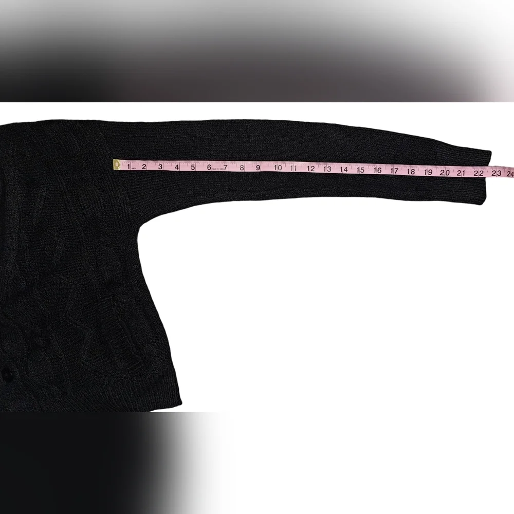 Pilcro Anthropologie Womens Black Shawl Cable-knit Button Cardigan Size Small - Picture 12 of 16